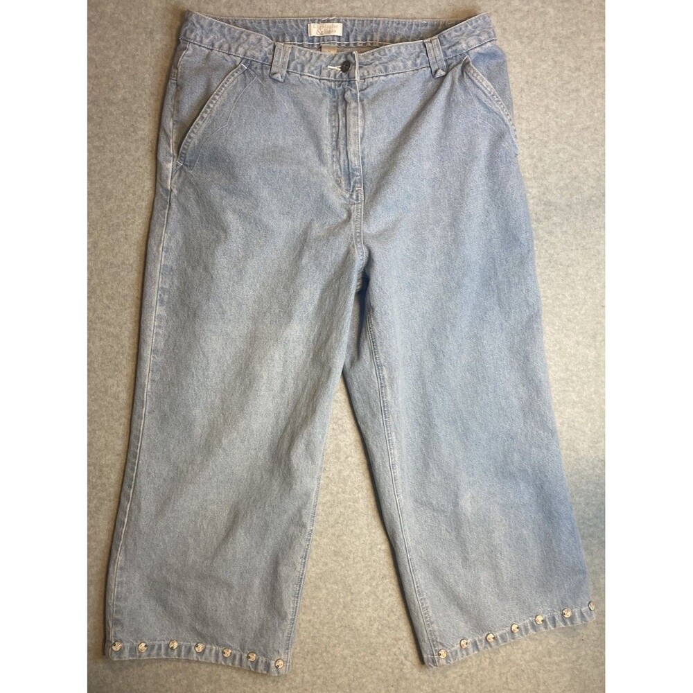 christopher & banks VTG Sz 14 Y2k Jean Capri Crop Light Wash Floral Summer 2005